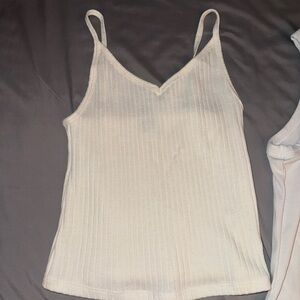Old Navy White Ribbed Fitted Camisoles